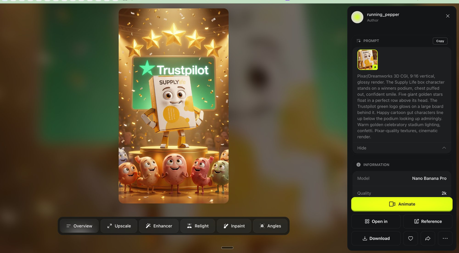 Higgsfield Nano-Banana interface